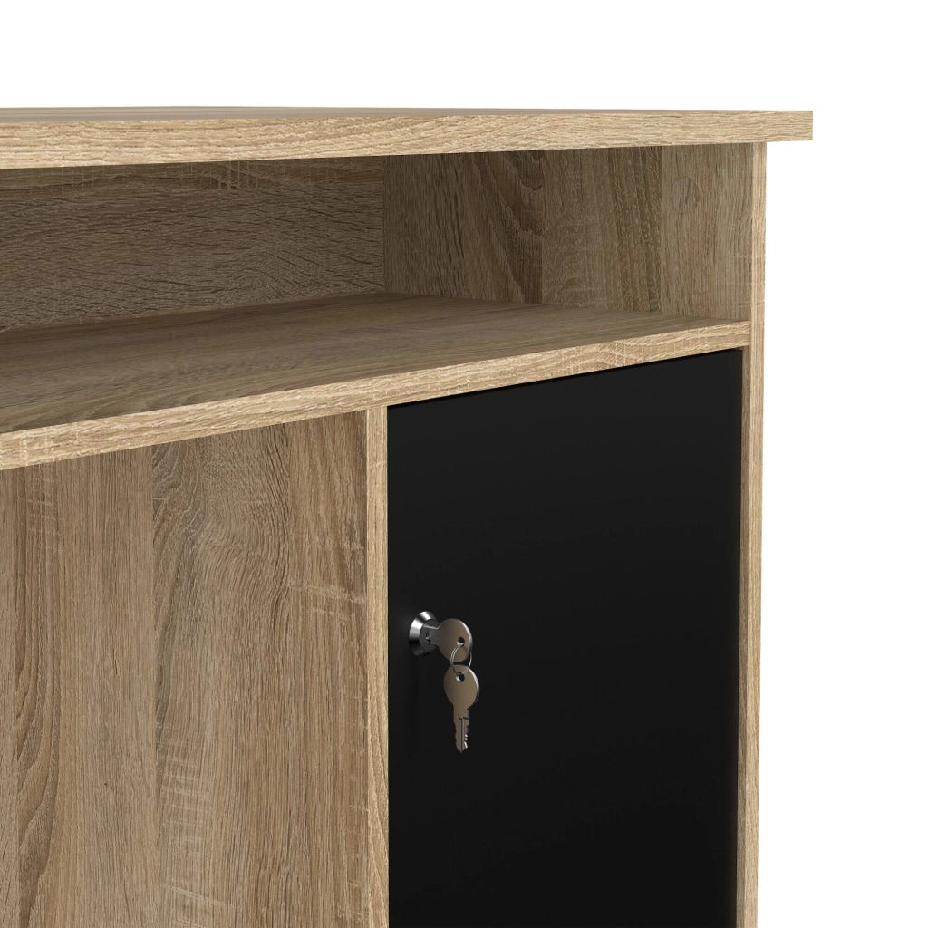 Scrivania Shanshan, Scrittoio multiuso, Tavolo per ufficio porta PC, Piano di lavoro, 126x55 h76 cm, Quercia e Nero