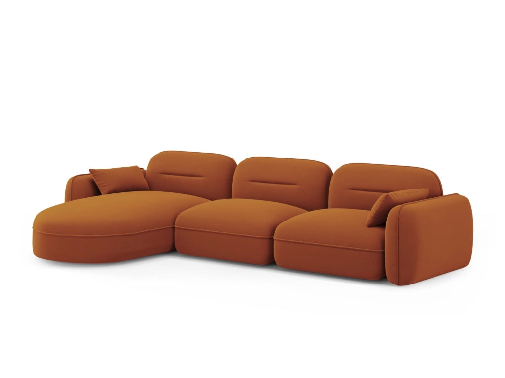 Cosmopolitan Design - Divano angolare modulare sinistro "Sydney" 4 posti in velluto terracotta 