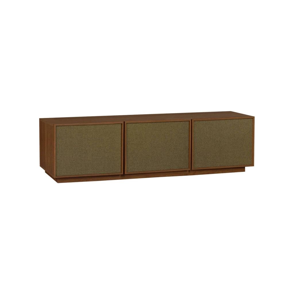 Mobile tv decorazione legno e tessuto 3 ante, 180cm, noce