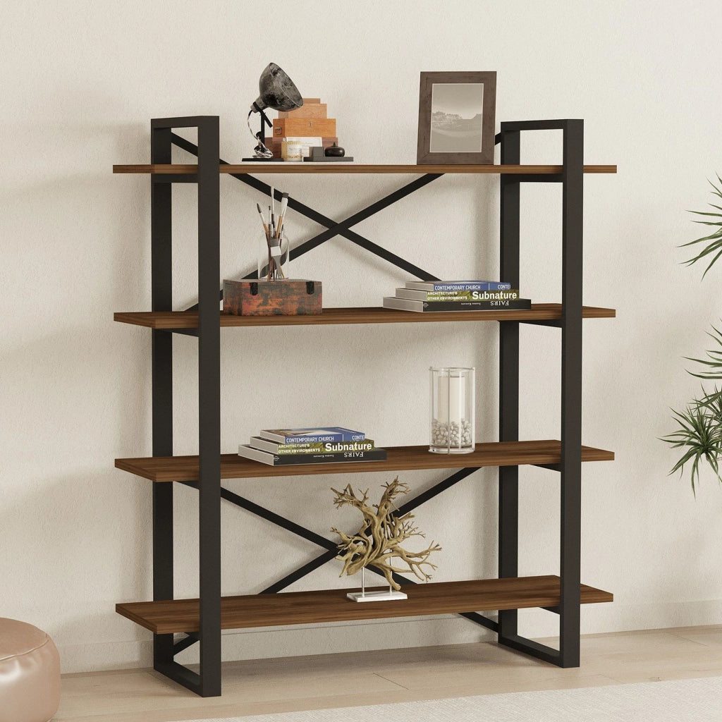 Biblioteca Inverigo, Libreria 4 Ripiani, 106x33x120h cm Marrone