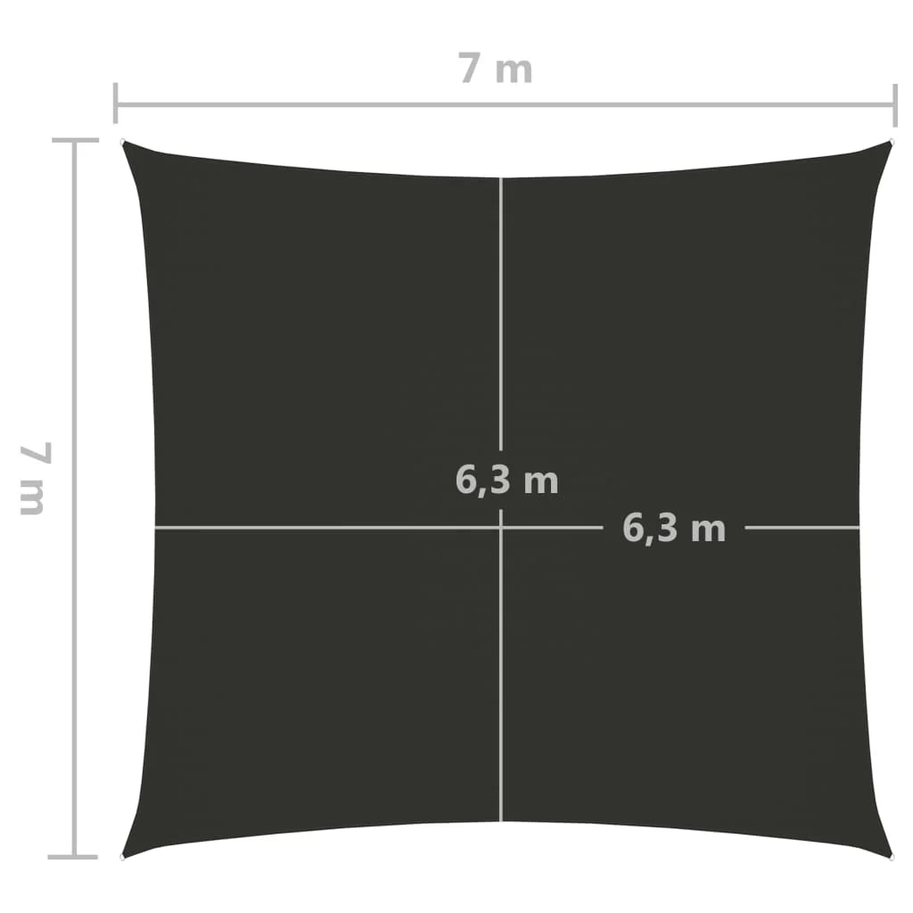 Vela ombreggiante/ombrellone quadrato 7 x 7 m in tessuto Oxford antracite 02_0009536