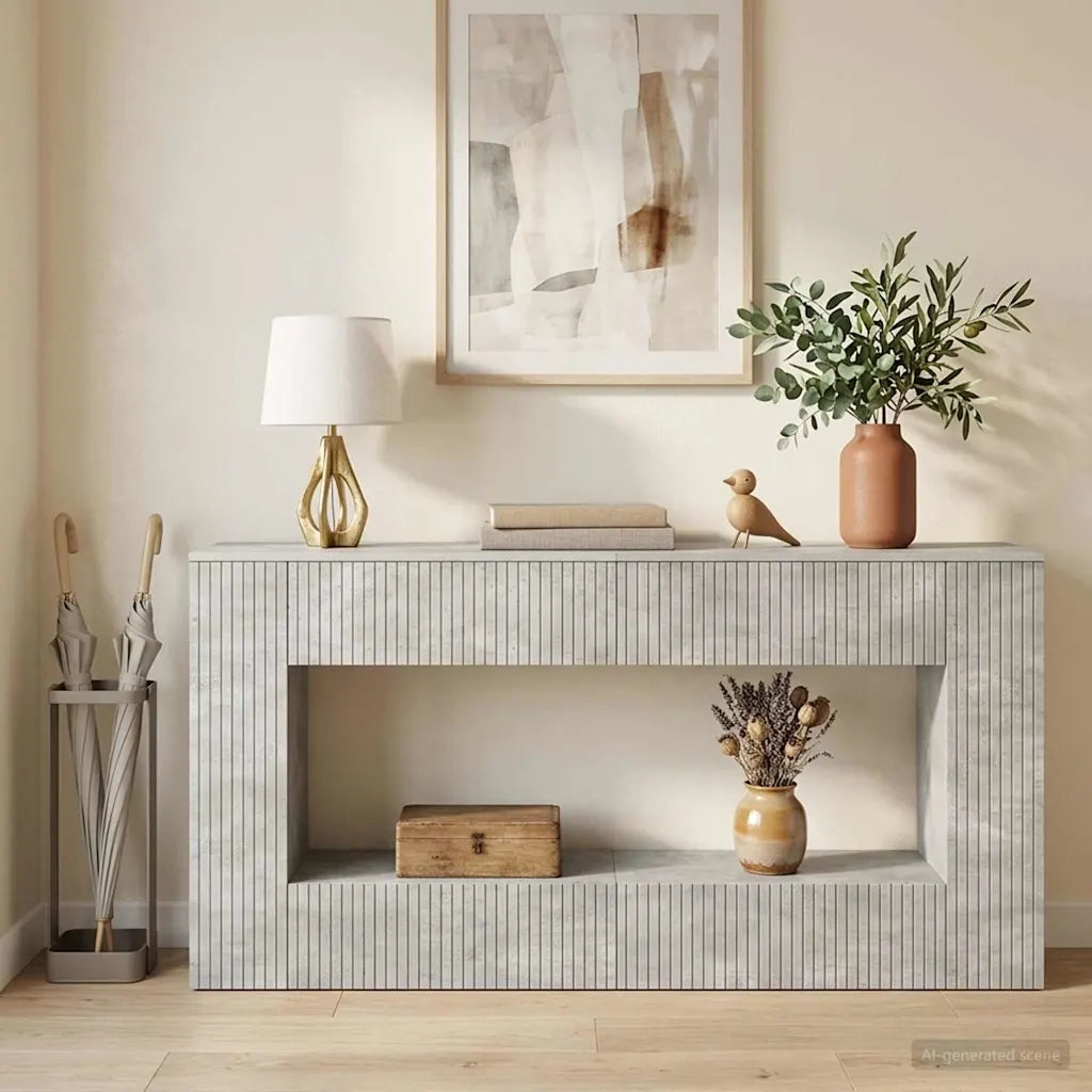 Tavolo consolle Rigato Grigio Cemento 155 x 29 x 74 cm