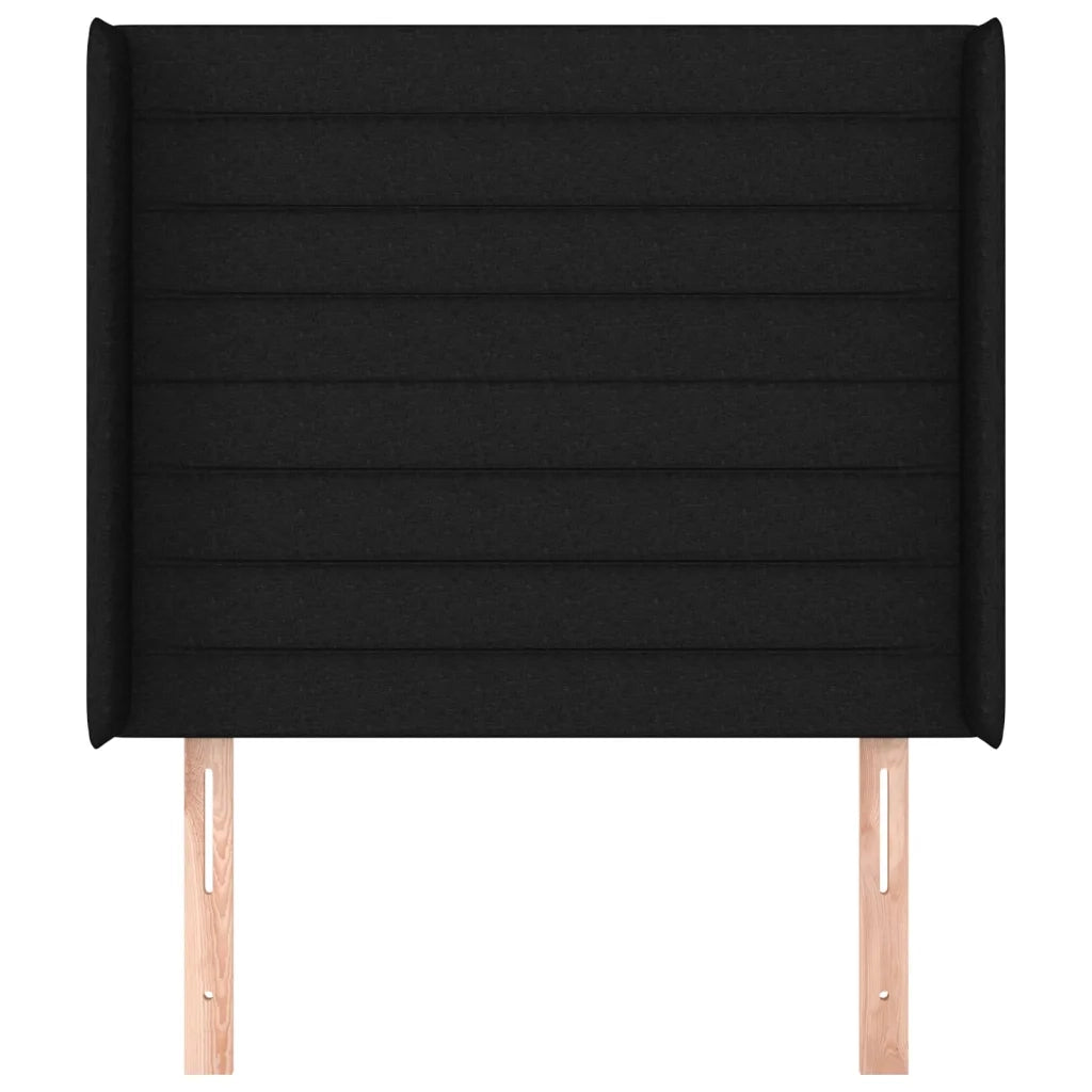 Testiera | Testata ad Orecchio Nera 103x16x118/128 cm in Tessuto