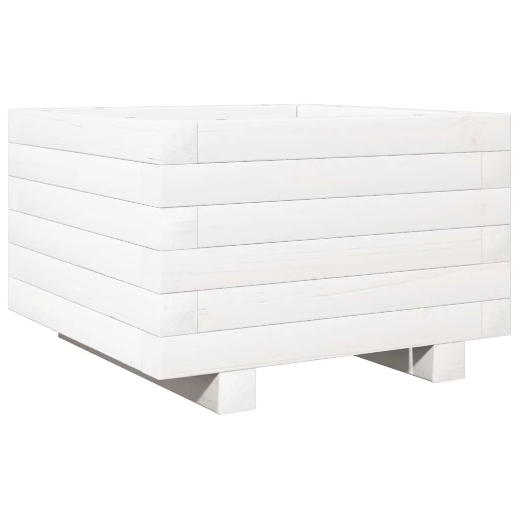 Fioriera da Giardino-Vaso da Esterno Bianca 40x40x26,5cm Legno Massello di Pino