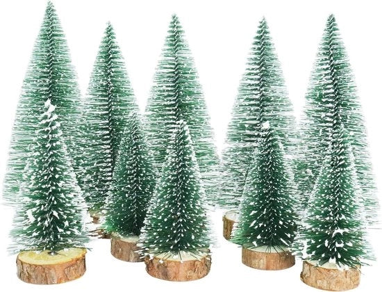 Decoretti in sisal artificiale da 10 pezzi con base in legno per artigianato e decorazioni natalizie - mini ornamenti da albero di Natale