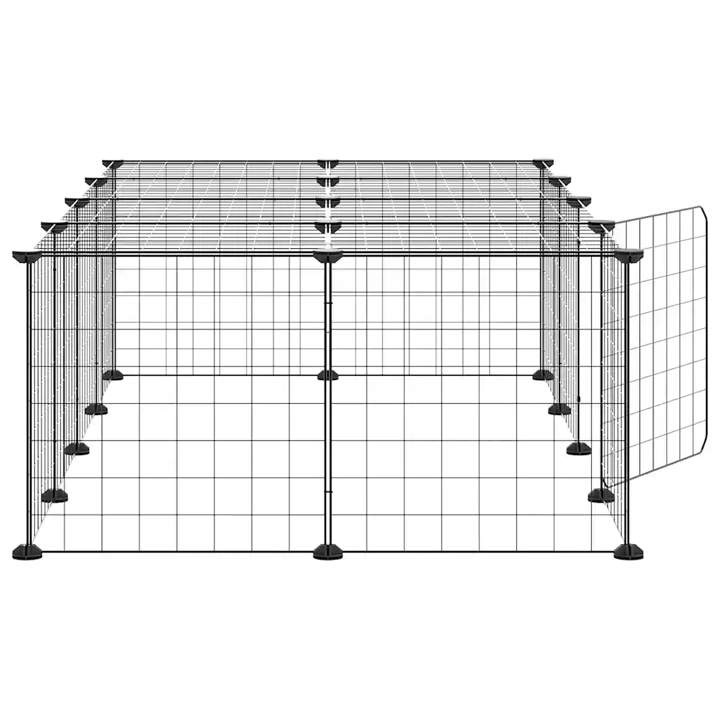 Gabbia per Animali 20 Pannelli con Porta Nera 35x35 cm Acciaio 3114055
