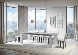 Tavolo Allungabile 130/234x90x77 cm Roxell Mix piano Cemento gambe Bianco Frassino