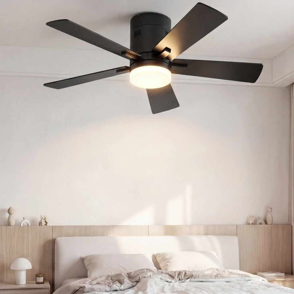 Ventilatore da soffitto nero DC 106;6 cm con luce LED 3000‑6500K; 6 velocità; telecomando; silenzioso per soggiorno camera da letto