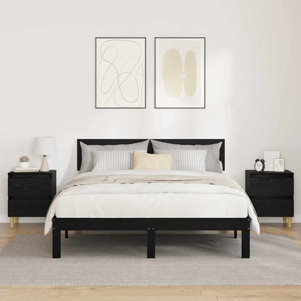 Armadietto per letto con cassetto Rovere Nero 40 x 35 x 50 cm 885672