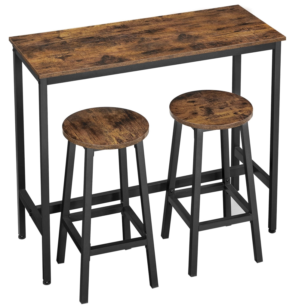 Set tavolo da bar rustico VALORA con 2 sgabelli - LBT219B01V1