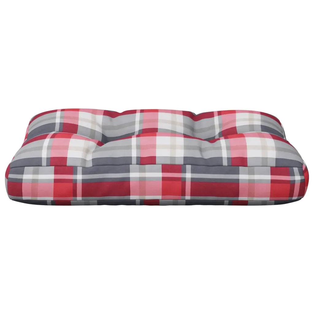 Cuscino per Pallet a Quadri Rossi 50x40x12 cm in Tessuto 360548
