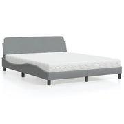 Letto con Materasso Dover Grigio Chiaro160x200 cm Tessuto
