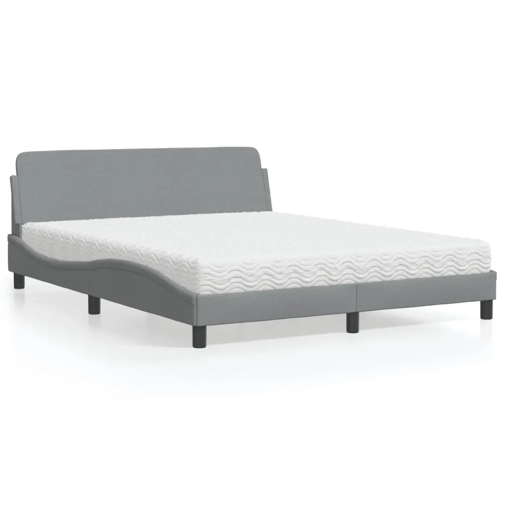Letto con Materasso Dover Grigio Chiaro160x200 cm Tessuto