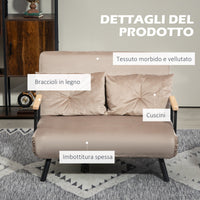 Divano Letto Schienale Regolabile 102x73x81 cm in Velluto Marrone Chiaro