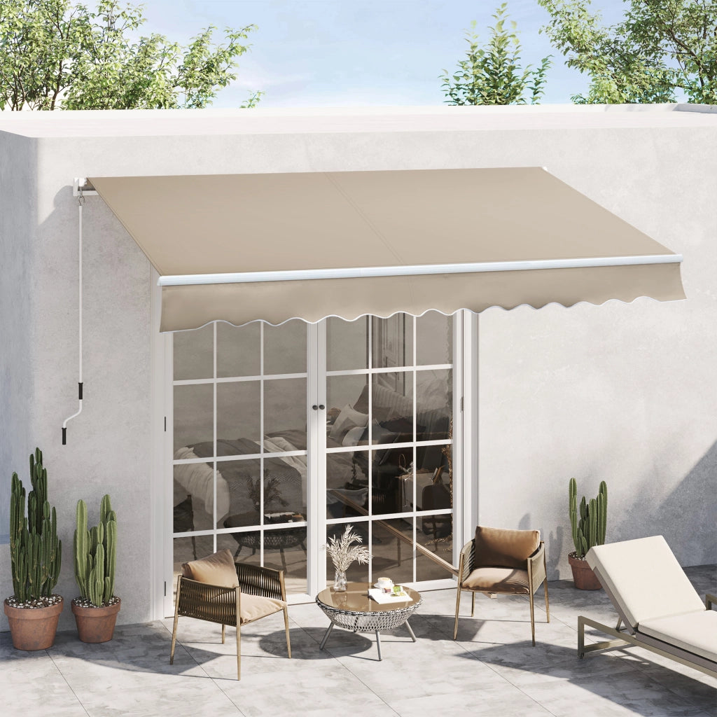 Tenda a braccio articolato in alluminio lunghezza 3.95 m colore beige ottima protezione solare per balcone e terrazza