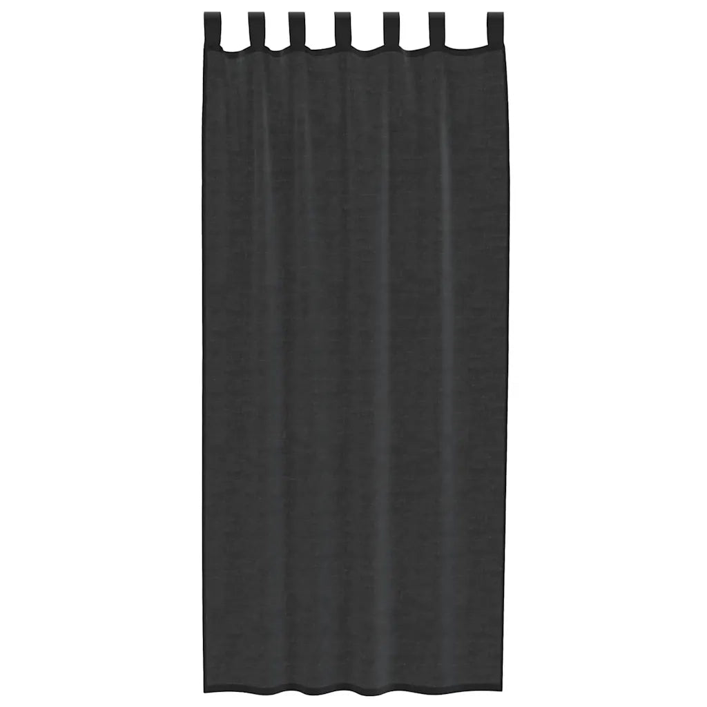 Tende in Voile con Linguetta 2 pz Nero 4102258