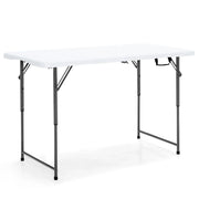Tavolo pieghevole regolabile 120 x 60 x 48,5-62-74,5 cm leggero e stabile design moderno in acciaio bianco 20_0014104