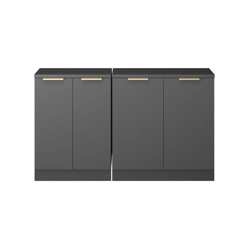 Set di mobili sottotetto Rion Antracite-oro/Antracite 140 cm Set di 2 carcasse armadio profondità 60 cm Vicco