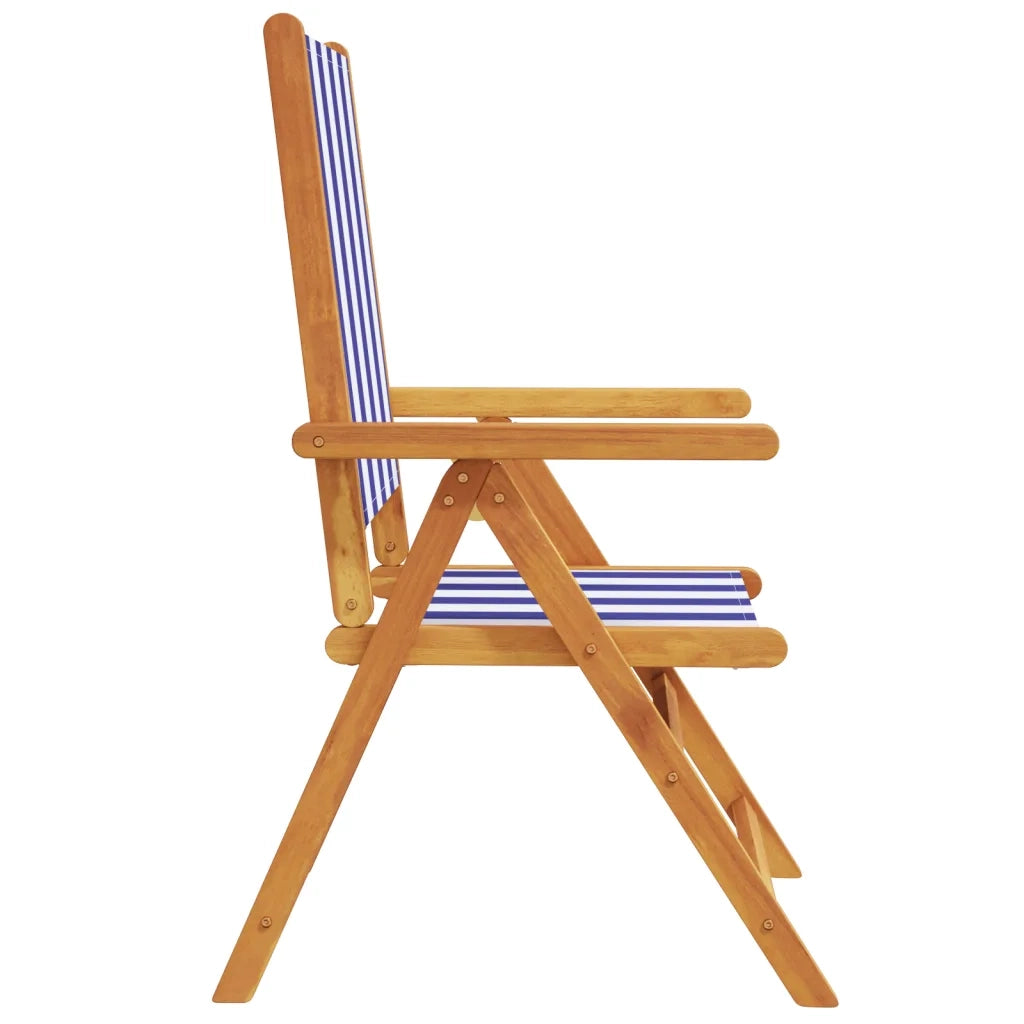 Sedie Giardino 2pz Blu e Bianco Legno Massello Acacia e Tessuto 367662