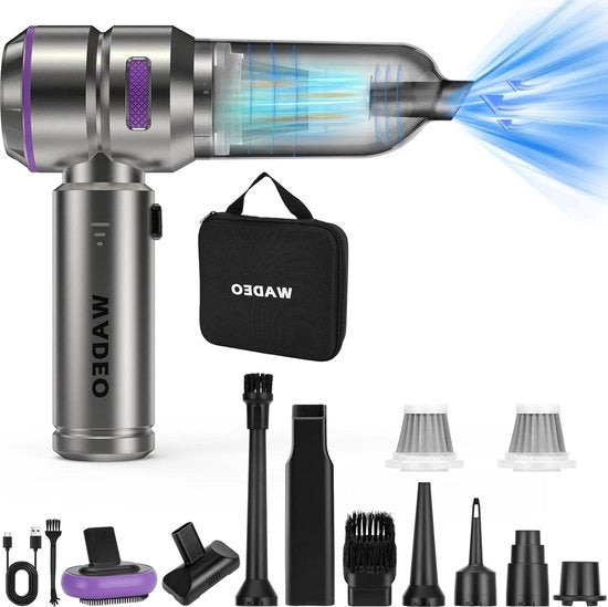 Mini aspirapolvere a batteria 18 kPa aspirapolvere a batteria senza fili - 35 minuti di durata - motore senza asse - 3 velocità - 210.000 giri/min - diffusore di polvere - spray pneumatico - set di pulizia PC - forte aspirazione