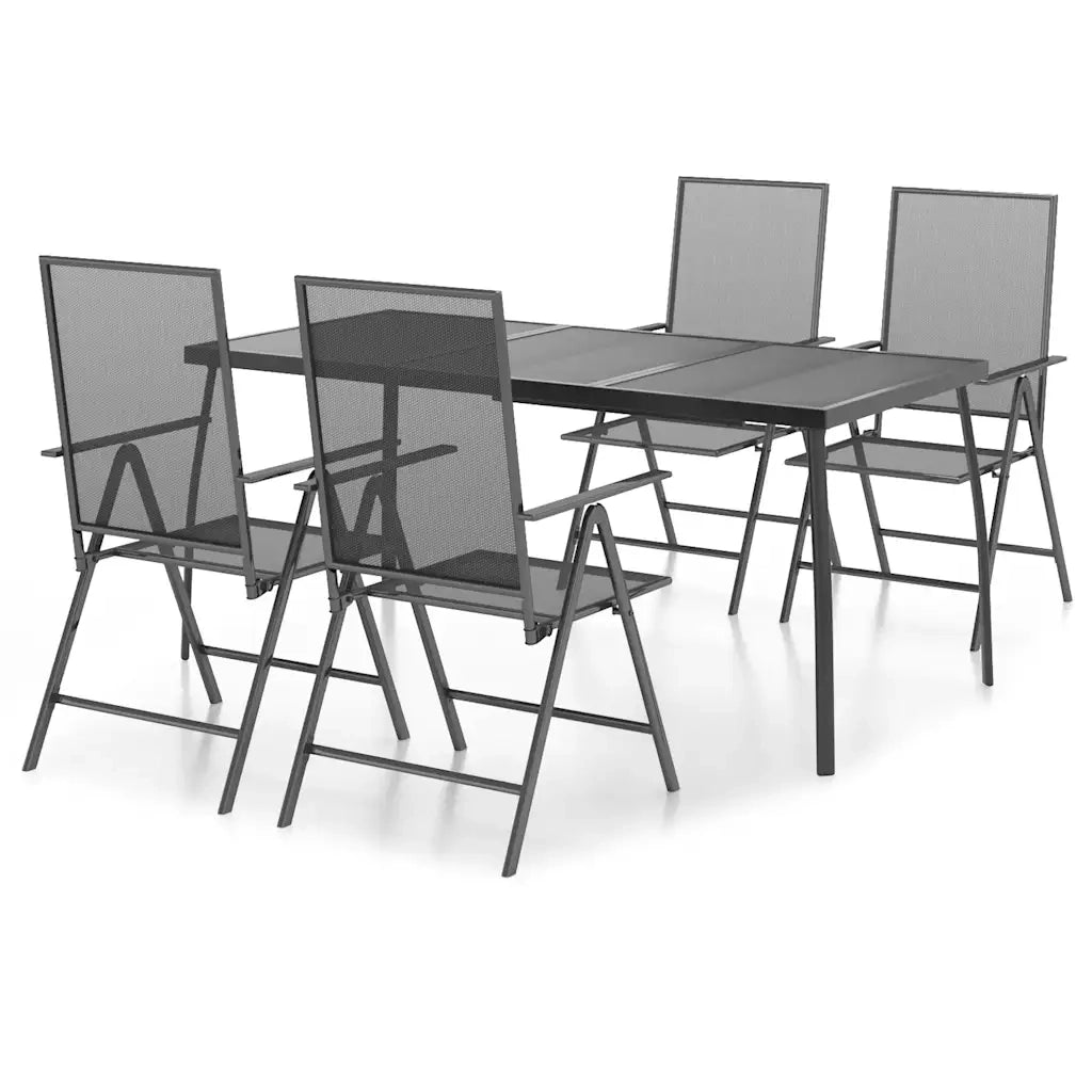 Set da Pranzo da Giardino 5 pz | Set Salotto da Giardino in Acciaio Antracite