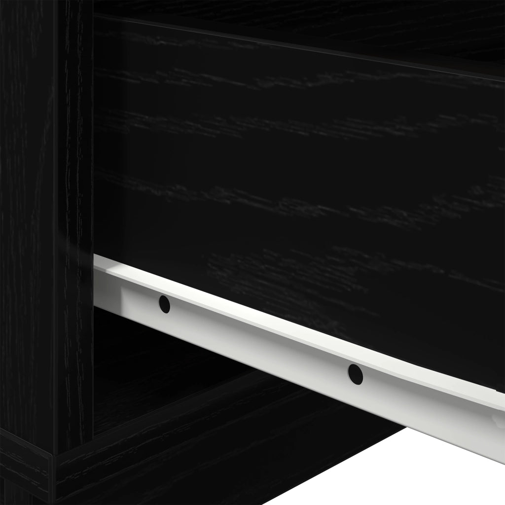 Comodino con luci LED Rovere nero 100x36x49 cm