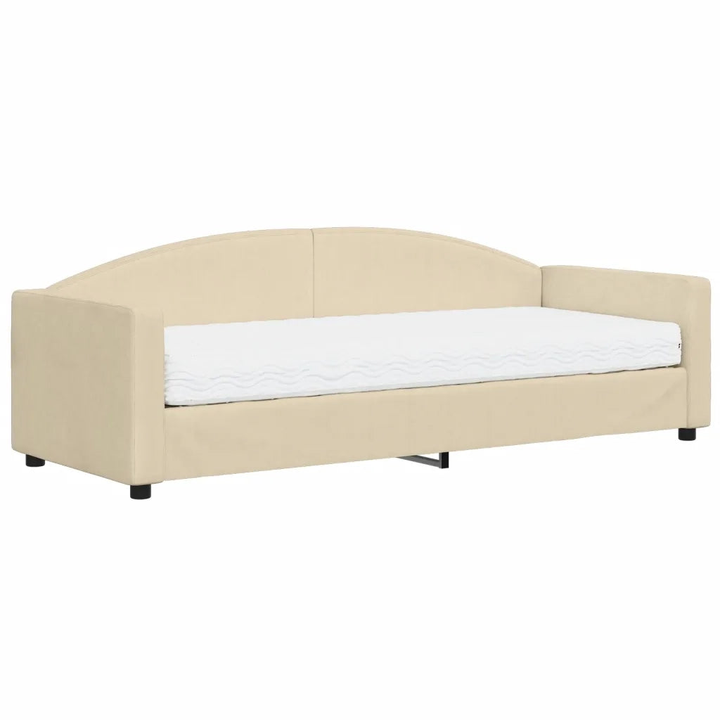 Divano letto | Sof¨¤ letto | Letto singolo con Materasso Crema 80x200 cm in Tessuto