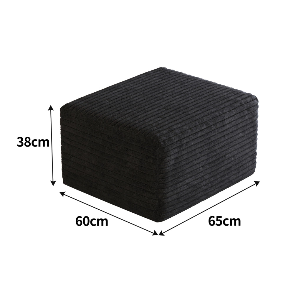Pouf Ottoman in tessuto effetto corduroy; nero