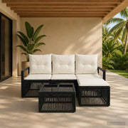 Set Divano da Giardino 5 pcs Nero polyrattan 3435694