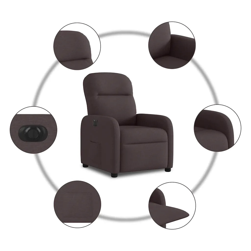 Poltrona Elettrica Reclinabile Marrone Scuro in Tessuto 3302957