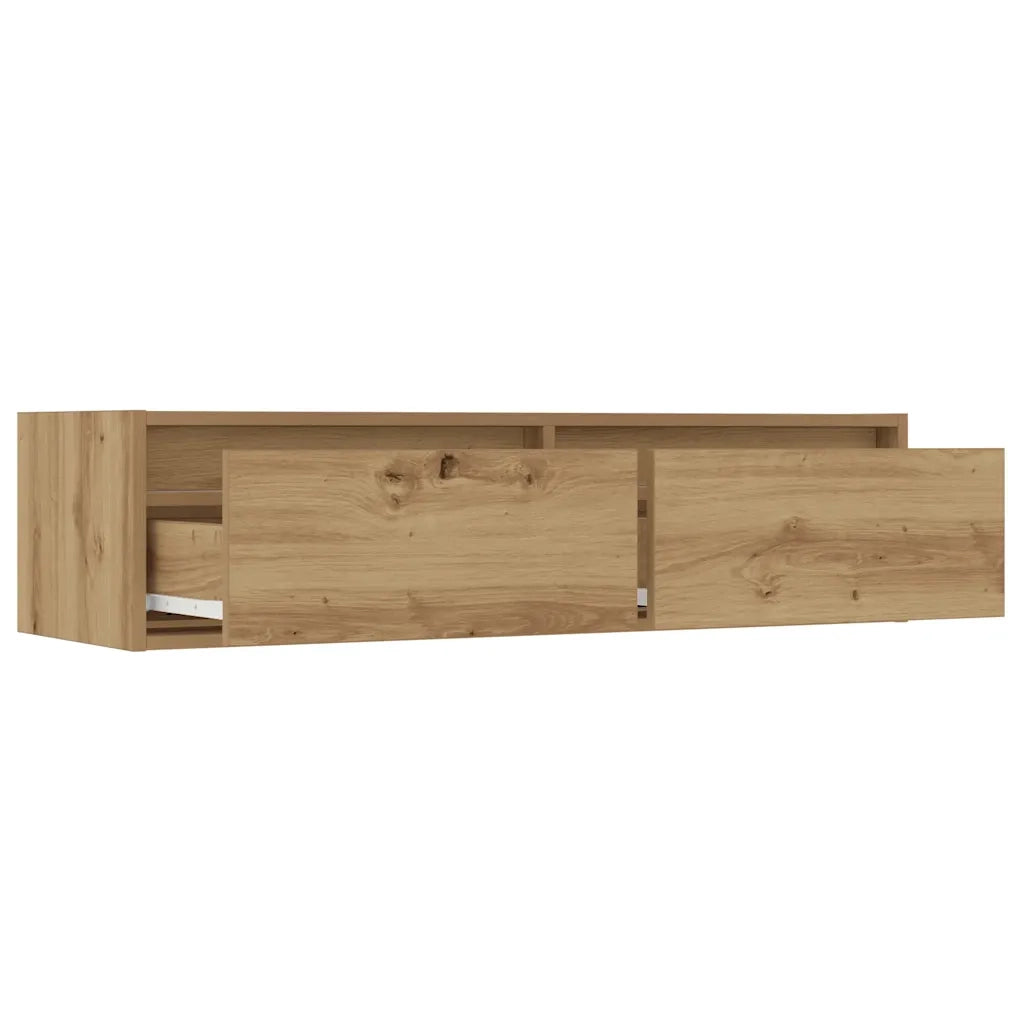 Mobile Porta TV con Luci LED Rovere Artigianale 100X35,5x25 cm 860246