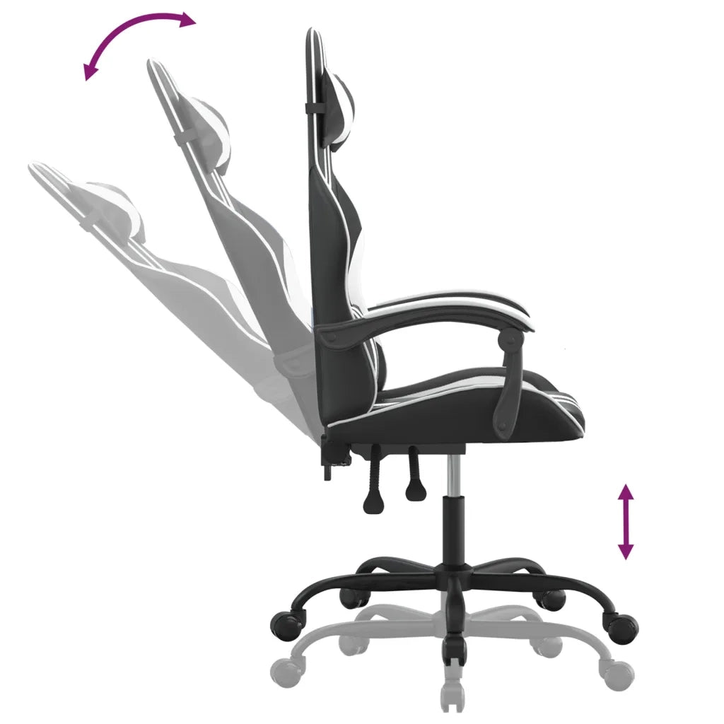 vidaXL Sedia da Gaming Nero e Bianco in Similpelle