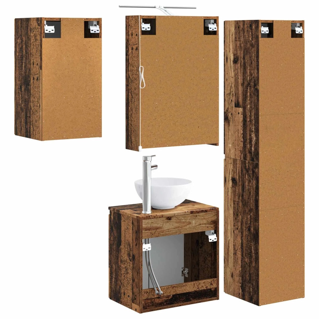 Set di Armadi da Bagno 5 pcs Legno antico 50 x 14,5 x 70 cm 3407293