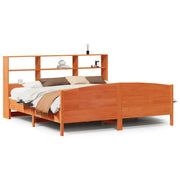 Letto matrimoniale | Letto per adulti | Letto Libreria senza Materasso Marrone Cera 180x200 cm in Pino