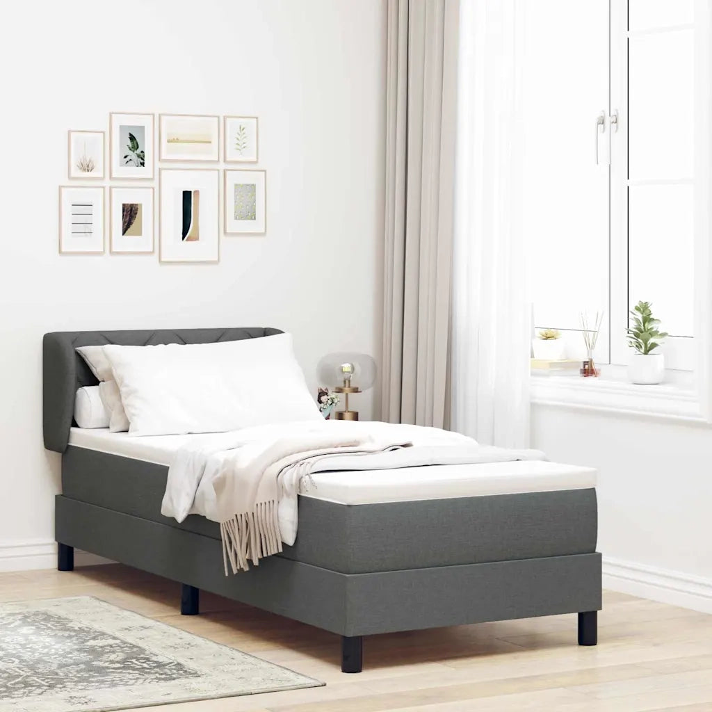 Letto a molle con materasso Grigio scuro 80 x 200 cm Tessuto 3340053