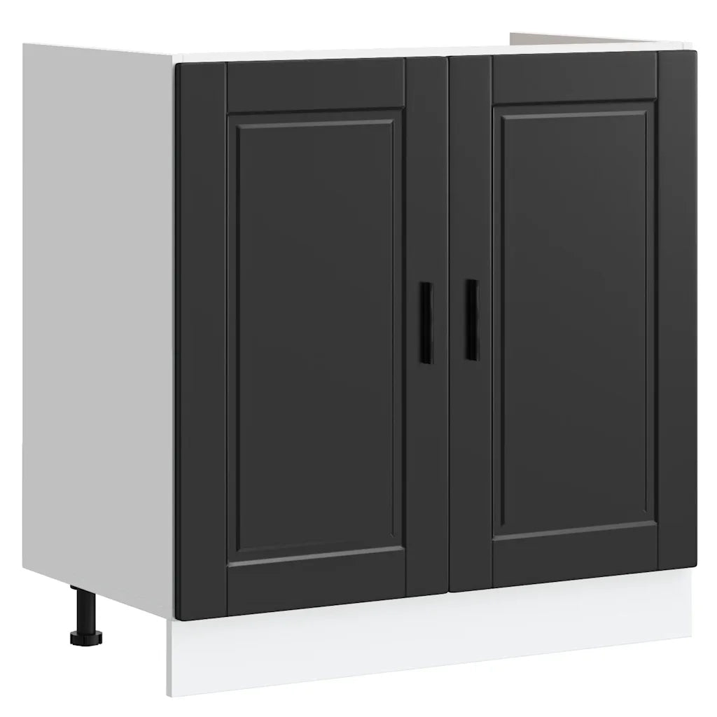 Mobile base lavello-Armadietto da bagno Porto Nero 80x46x81,5cm Legno Multistrato