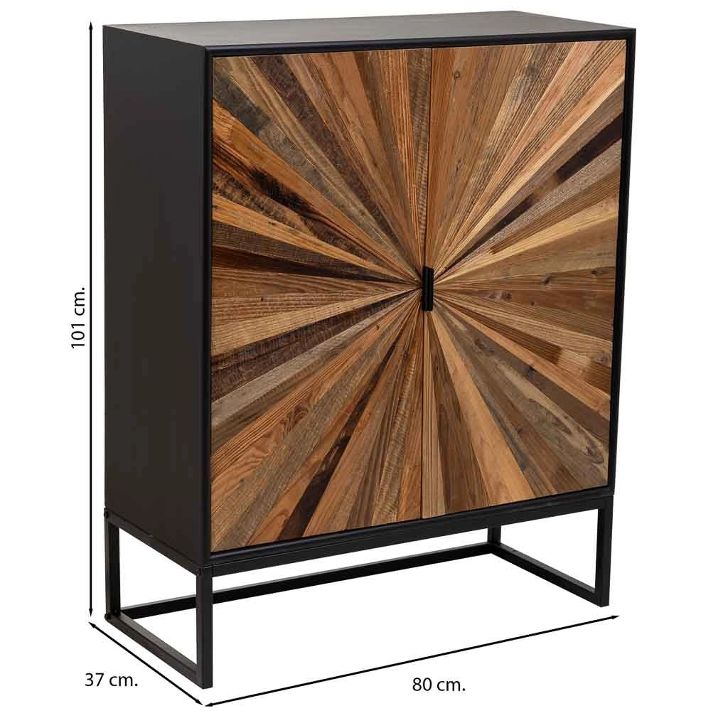 Credenza in legno e metallo a 2 ante marrone 80x37x101