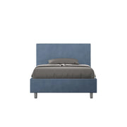 Letto una piazza e mezza senza rete imbottito 120x190 microfibra blu Adele