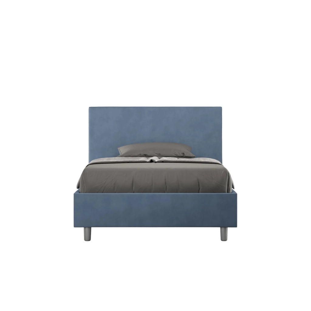 Letto una piazza e mezza senza rete imbottito 120x190 microfibra blu Adele
