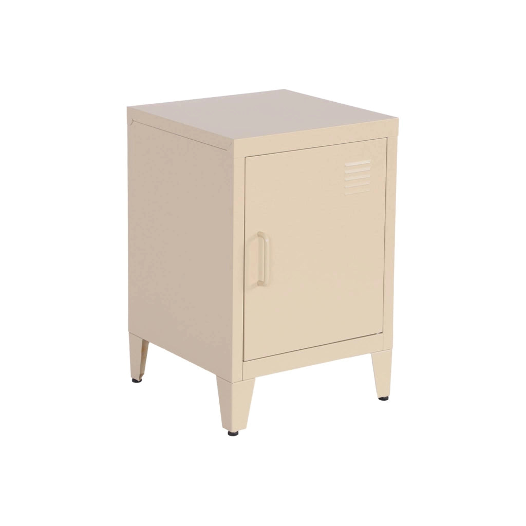 Set 2 comodini industriali, 1 anta, beige