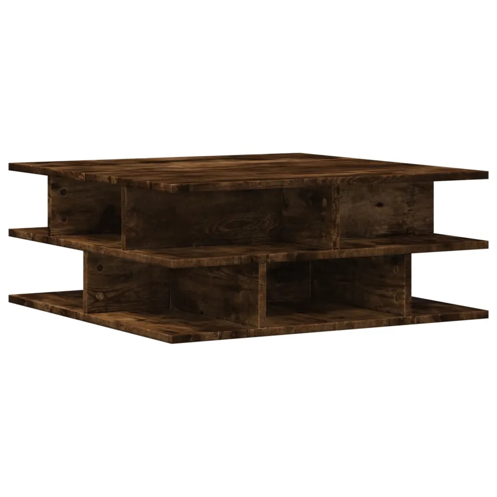 Tavolino da Salotto-Tavolino da soggiorno-Tavolo Rovere Fumo 70x70x29 cm Legno Multistrato