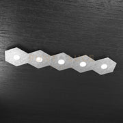 HEXAGON APPLIQUE-PLAFONIERA 5 LUCI FOGLIA ARGENTO 1142-5L-FA
