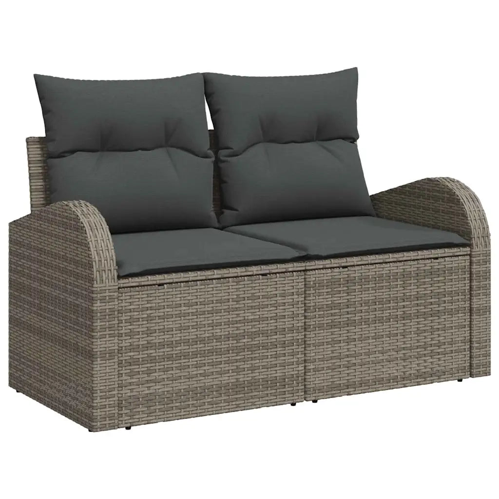 Set Divano da Giardino con cuscino 8 pcs Grigio Poly Rattan
