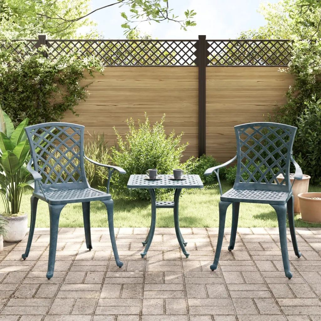 Sedie da Giardino 2 pz | Sedie da Esterno Verdi in Alluminio Pressofuso