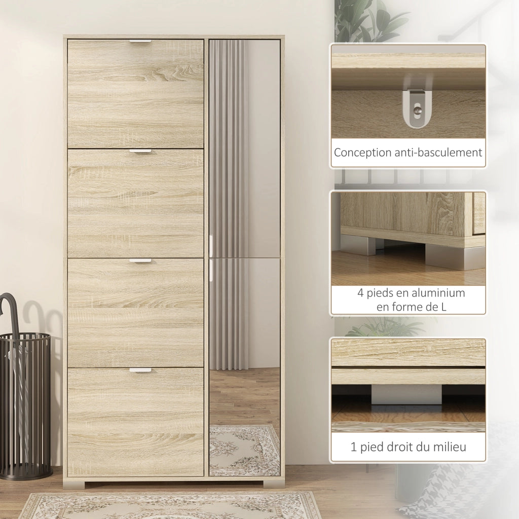 Scarpiera con specchio 4 ante 16 paia ¨C Xylo ¨C bianco salvaspazio ingresso