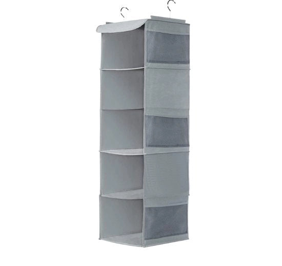 Organizzatore per Parete con 5 Cassetti – Soluzione di Stoccaggio Spaziale per Abiti e Accessori, Facile da Appendere, Materiale Polyester Duraturo