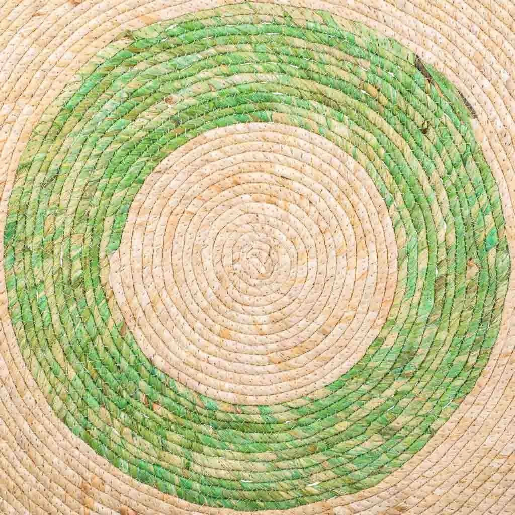 Tappeto verde in fibra naturale intrecciato a mano d120x1h