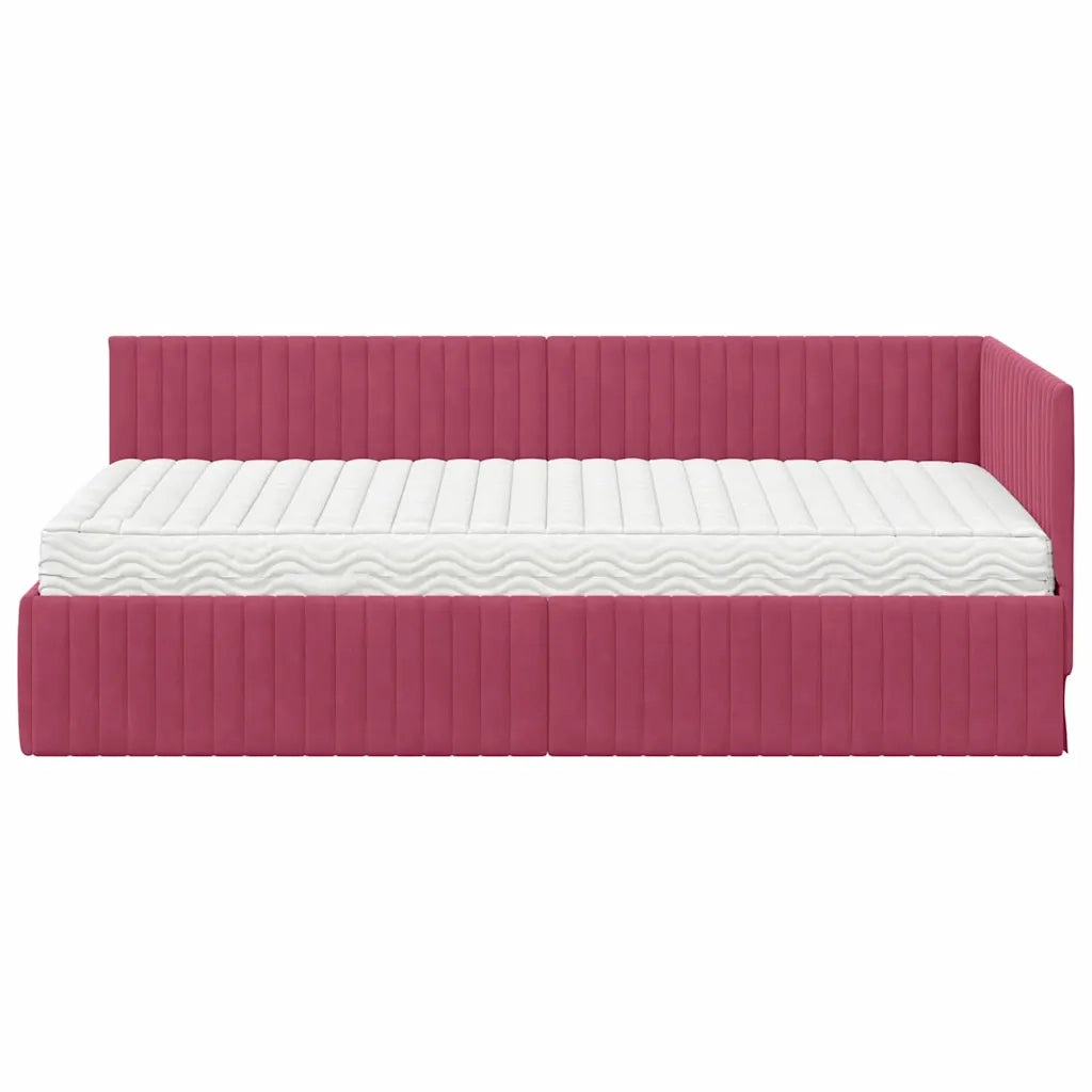 Struttura Letto Angolare con Materasso 2 pcs Verde Velluto 3393832