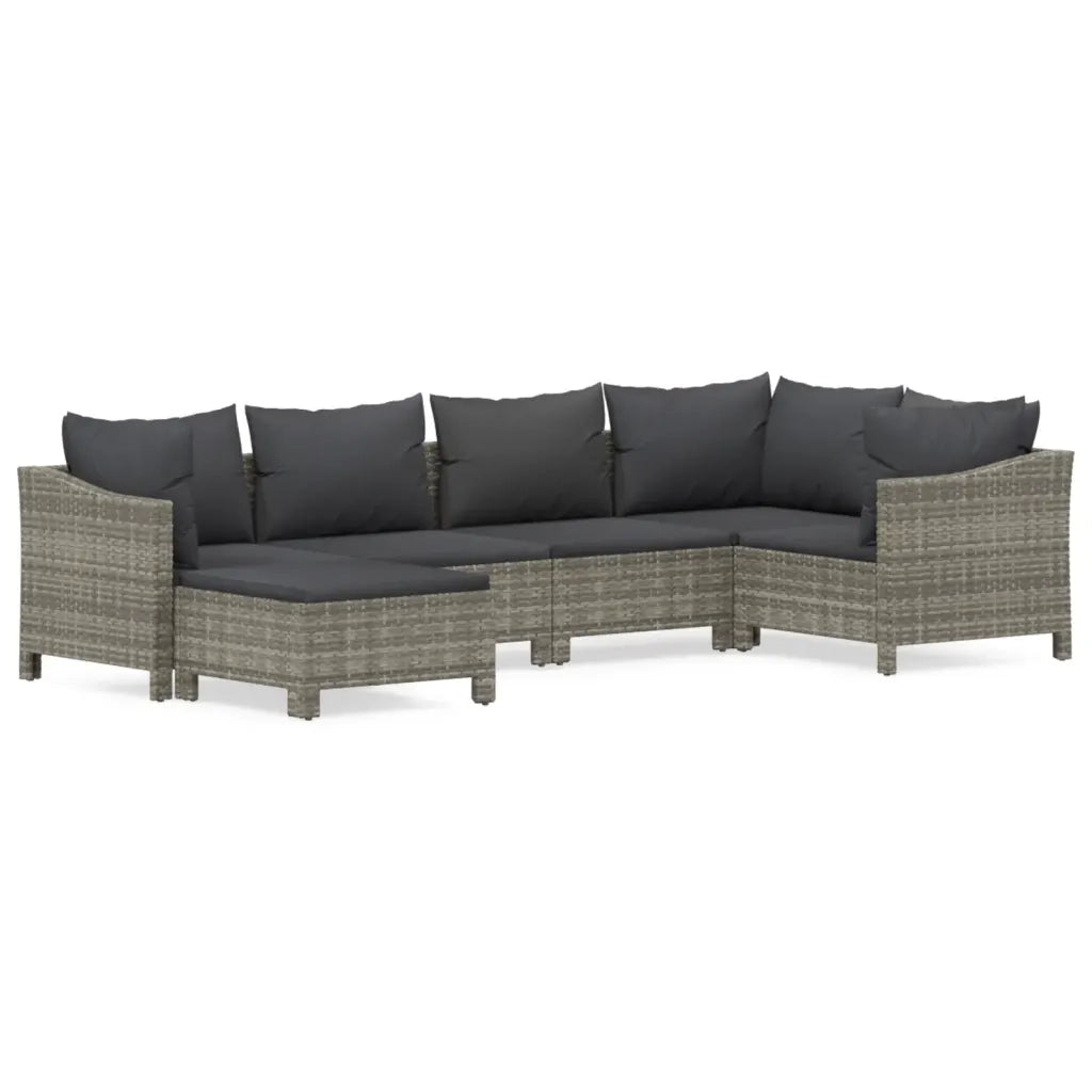 Set Divani da Giardino 6 pz con Cuscini in Polyrattan Grigiocod mxl 76686