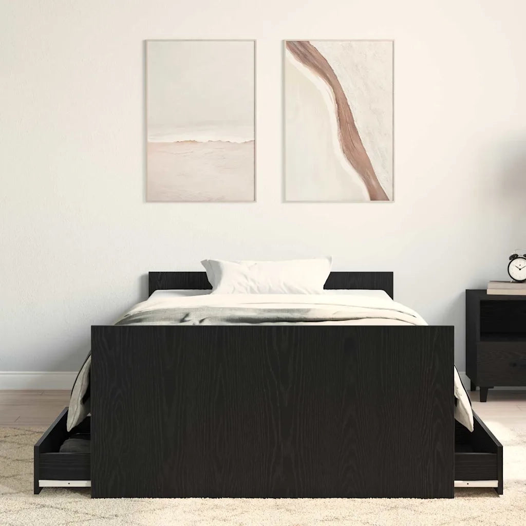 Struttura del letto con cassetto Rovere Nero 203 x 103 x 50 cm 3329326